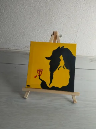 Lienzo pintado a mano La Bella y la Bestia