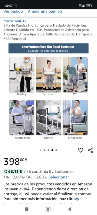 Silla de Ruedas Hidráulica para Traslado Pacientes