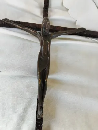 Cruz Hierro Forjado y Bronce Antigua