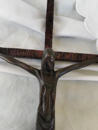 Cruz Hierro Forjado y Bronce Antigua