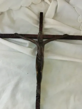 Cruz Hierro Forjado y Bronce Antigua