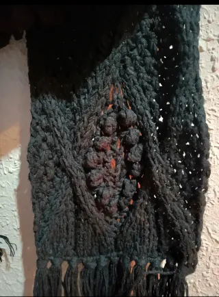 Bufanda lana trenzada gruesa con flecos