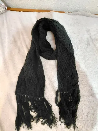 Bufanda lana trenzada gruesa con flecos