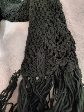 Bufanda lana trenzada gruesa con flecos