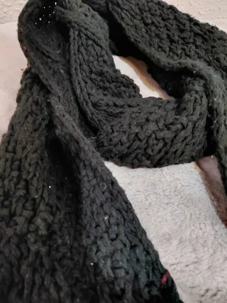 Bufanda lana trenzada gruesa con flecos