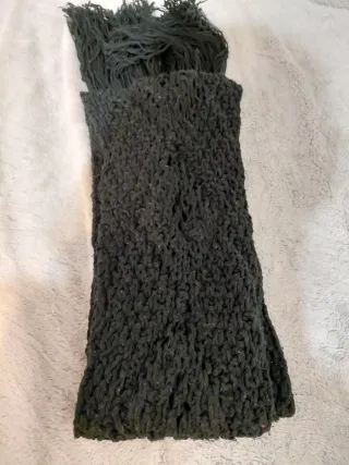 Bufanda lana trenzada gruesa con flecos