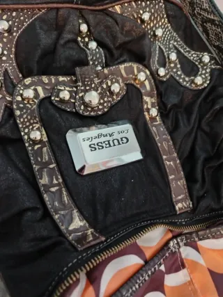 Bolso Guess Piel Oveja Negro/Marrón