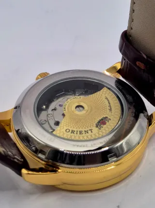 Reloj Mod Orient Automático Dorado Correa Marrón