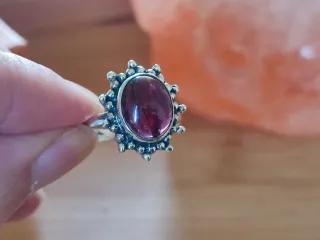 Anillo Plata Ley Granate Ovalado