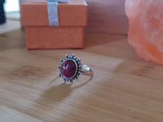 Anillo Plata Ley Granate Ovalado