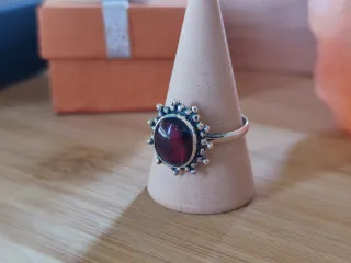 Anillo Plata Ley Granate Ovalado