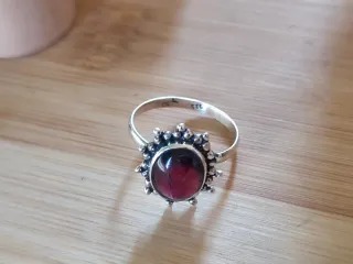 Anillo Plata Ley Granate Ovalado