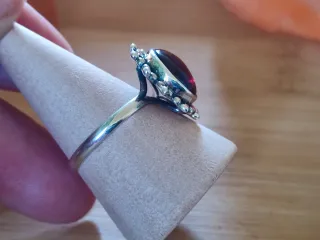 Anillo Plata Ley Granate Ovalado