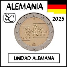 Moneda 2€ Alemania 2025 Unidad Alemana