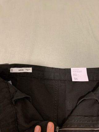 Pantalón Cargo Mango Mujer Talla 34 Negro NUEVO