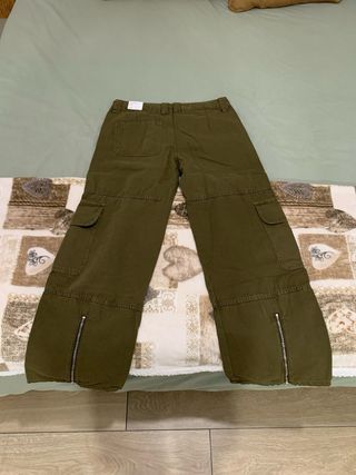 Pantalón cargo Mango verde mujer talla 38 NUEVO