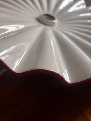 Lampadario grande in ceramica bianco e rosso