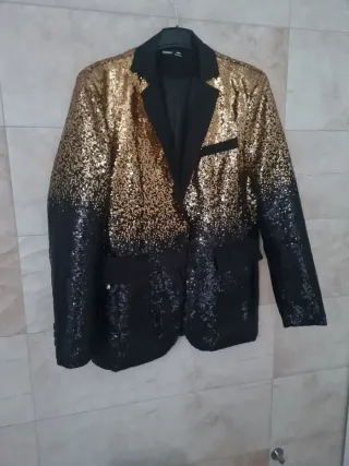 Chaqueta Fiesta Hombre Dorada y Negra Talla M.