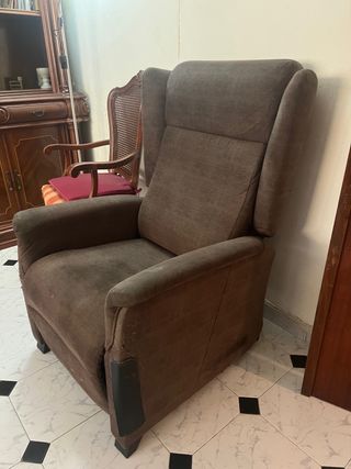 Sillón de comedor marrón tela