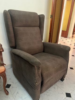 Sillón de comedor marrón tela