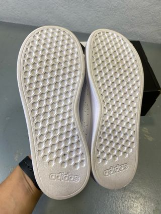 Tênis Adidas Advantage Infantil Velcro Branco Rosa