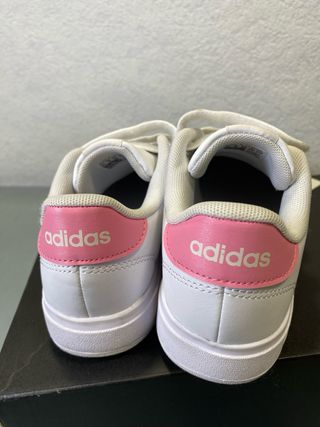 Tênis Adidas Advantage Infantil Velcro Branco Rosa