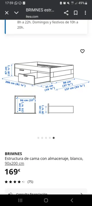 Cama Ikea con cajones