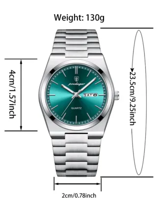 Reloj Poedagar Cuarzo Verde y Plateado