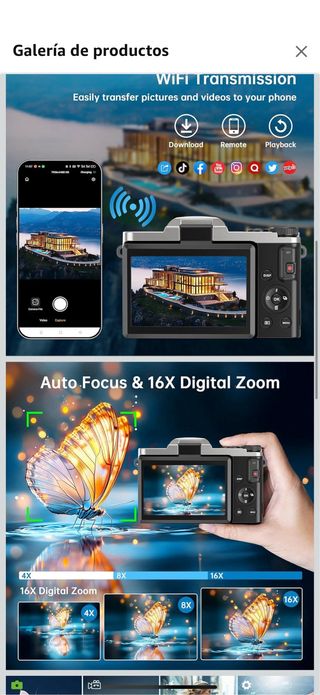 Cámara Digital 4K WiFi 64MP Zoom 16x