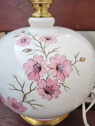 Lámpara cerámica Manises vintage pintura floral