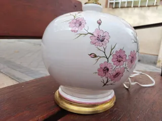 Lámpara cerámica Manises vintage pintura floral