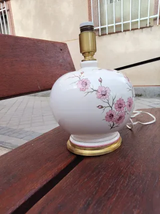 Lámpara cerámica Manises vintage pintura floral