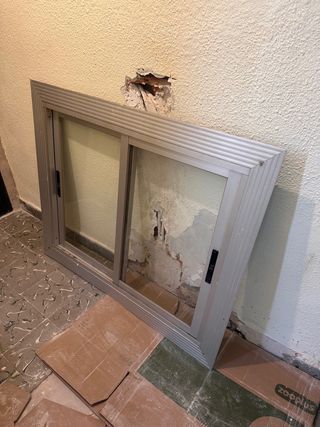 Ventana corredera aluminio gris 100*120