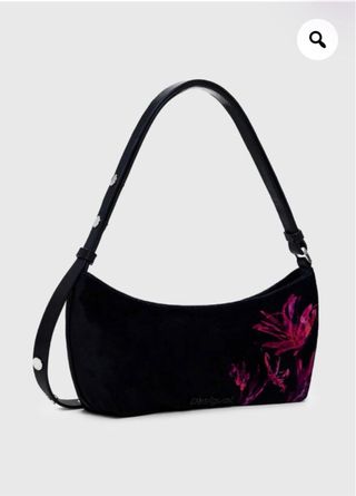 Bolso Desigual negro con flores rosas