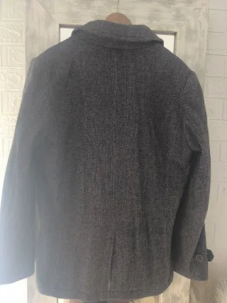 Abrigo paño jaspeado gris Talla L