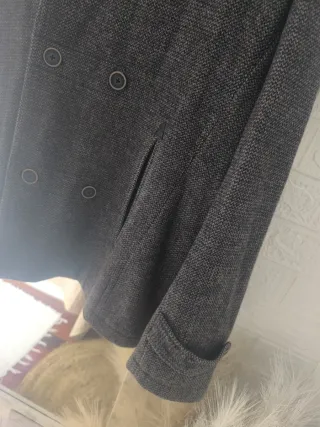 Abrigo paño jaspeado gris Talla L