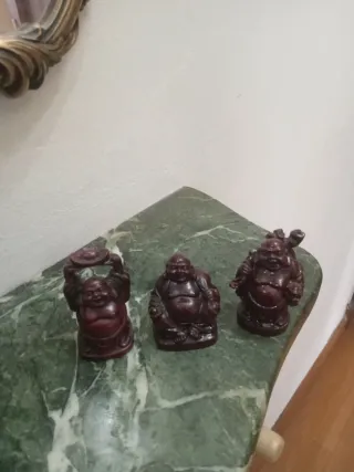 3 Budas Decorativos Rojo Oscuro