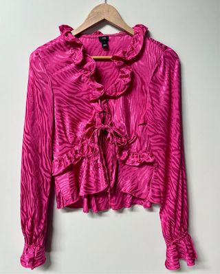 Top rosa satinado - Animal Print