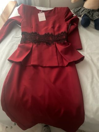 Vestido Lozanía Rojo Negro Nuevo con Etiqueta