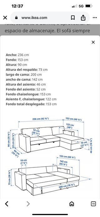 Sofá gris con chaise longue