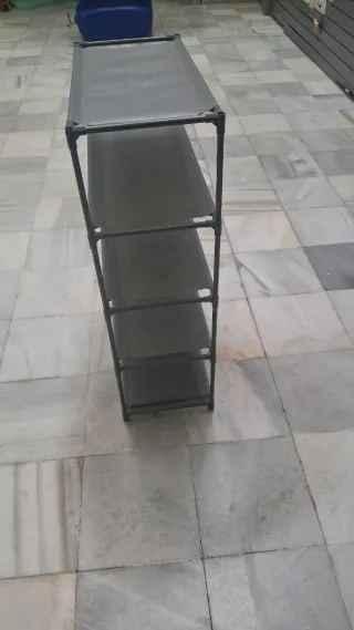 Zapatero 5 estantes metal tela gris