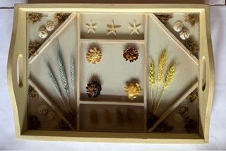 Vassoio decorativo legno e vetro