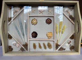 Vassoio decorativo legno e vetro