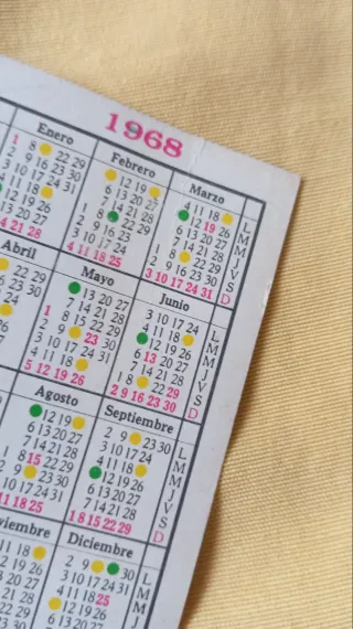 Calendario Lotería Nacional 1968