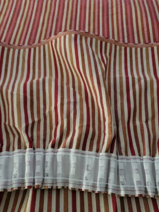 Cortina salón/dormitorio rayas marrones y rojas,