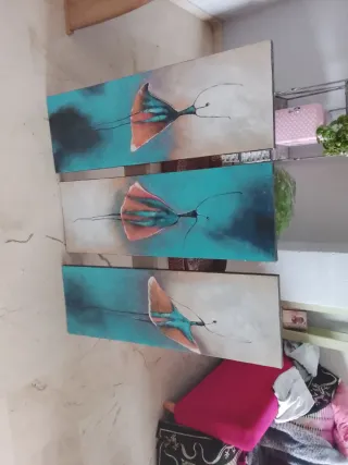 Tre quadri astratti di ballerine