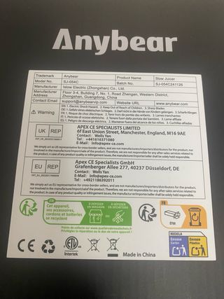 nuevo Extractor de jugos Anybear Juice Master