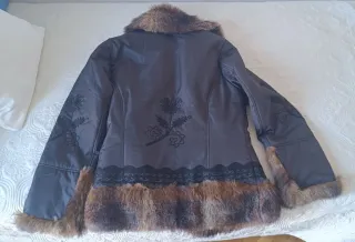 Abrigo El Corte Inglés Negro y Marrón