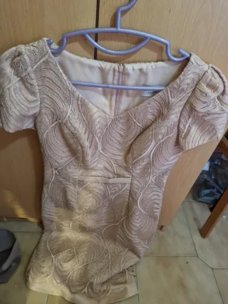 Conjunto Vestido y Chaqueta Rosa claro Talla M,