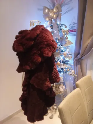 Estola Piel Natural Borgoña